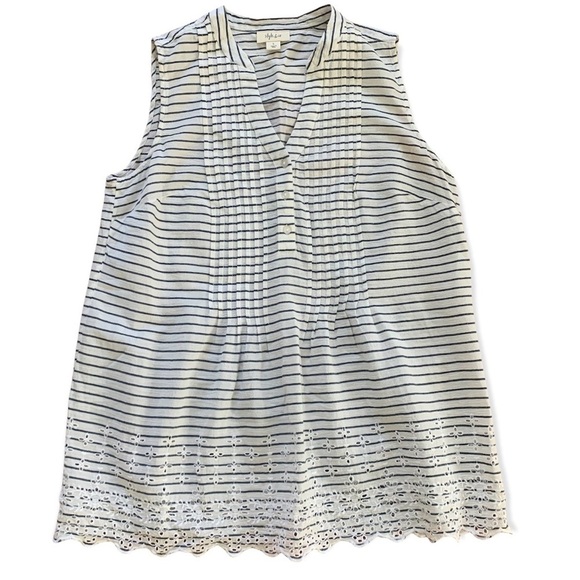 STYLE & CO Blue & White Striped Sleeveless top Blouse L - Picture 10 of 16